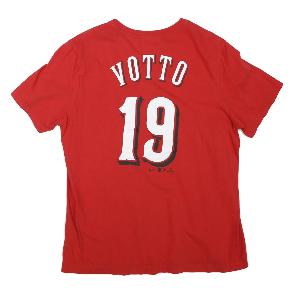 NIKE Womens Red Reds Graphic T-Shirt M Short Sleeve Crew Neck Votto 19 Printed