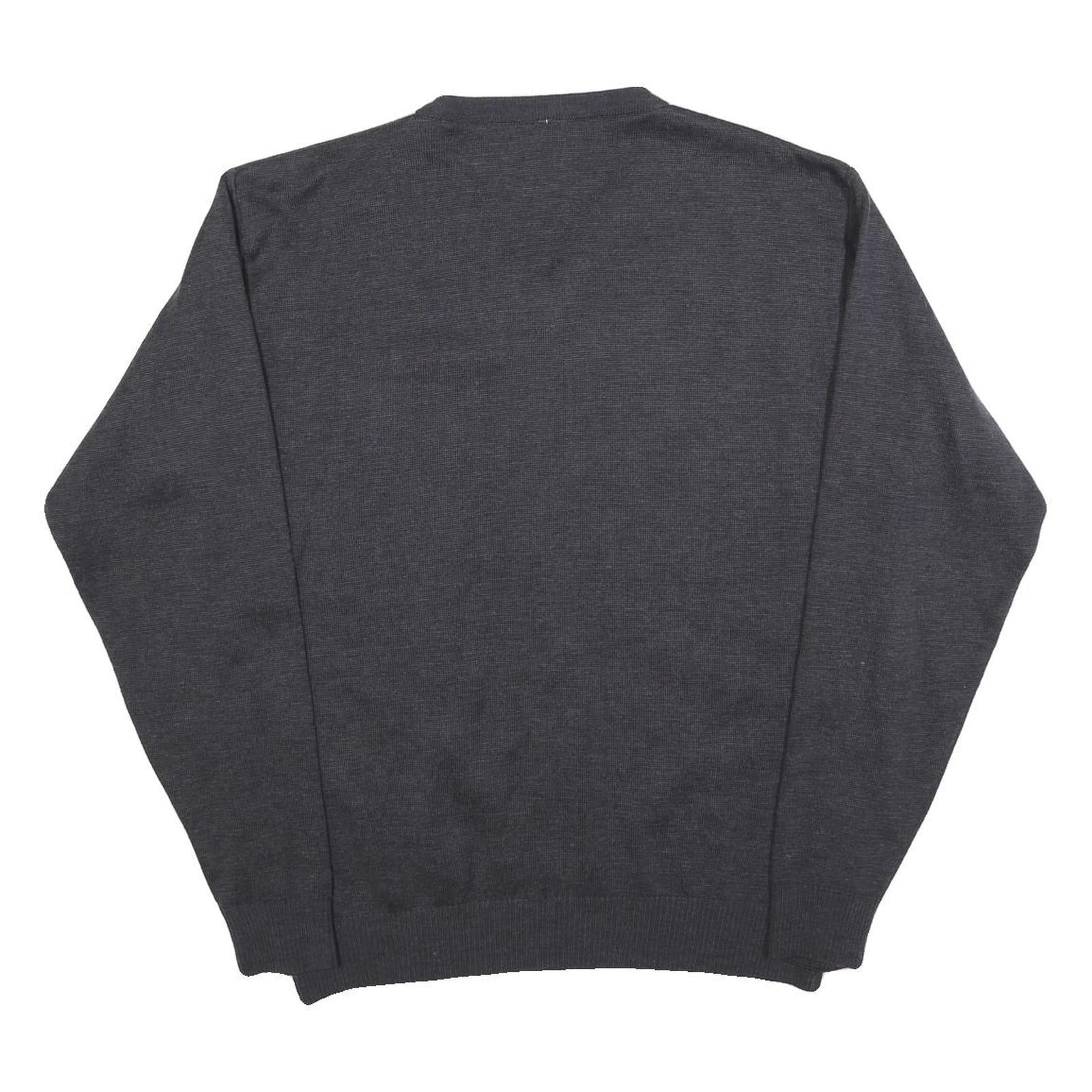 Mens Black Velvet Plain V-Neck Basic Knit Jumper XL Soft Lightweight Stylish