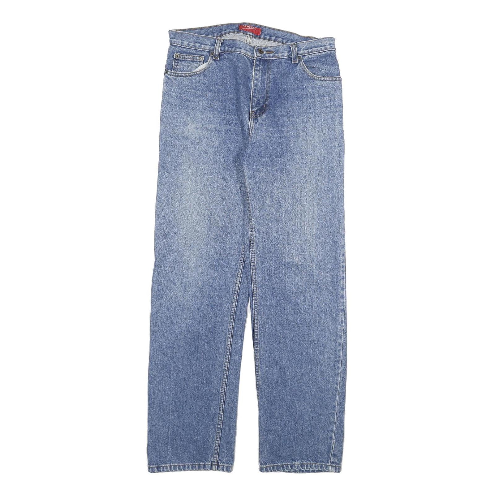 ATRIUM Mens Regular Fit Straight Leg Denim Light Blue Cotton Blend Jeans W32 L32