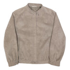 PLUS Womens Beige Button Jacket M Polyester Plain Elegant Casual Outerwear