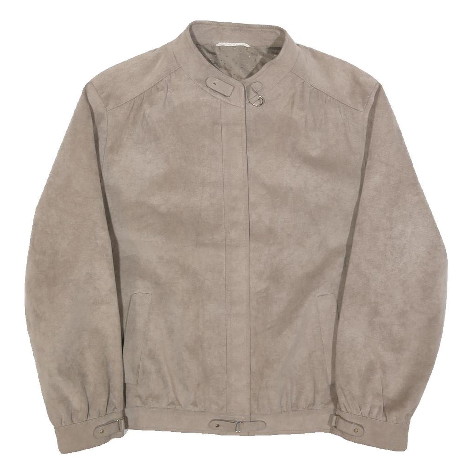 PLUS Womens Beige Button Jacket M Polyester Plain Elegant Casual Outerwear