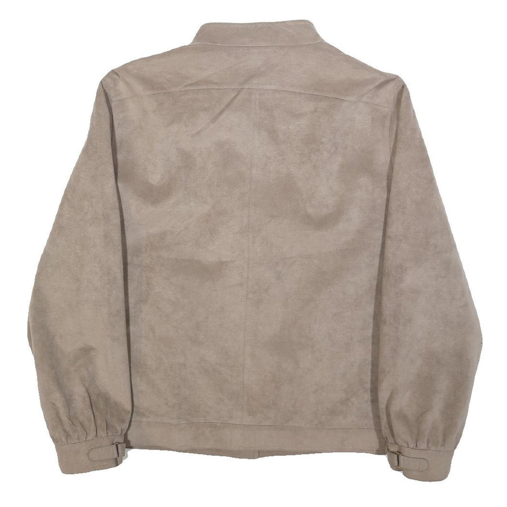 PLUS Womens Beige Button Jacket M Polyester Plain Elegant Casual Outerwear
