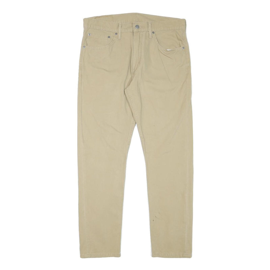 LEVI'S Mens Slim Beige Cotton Blend Zip Trousers W33 L28 Casual Classic