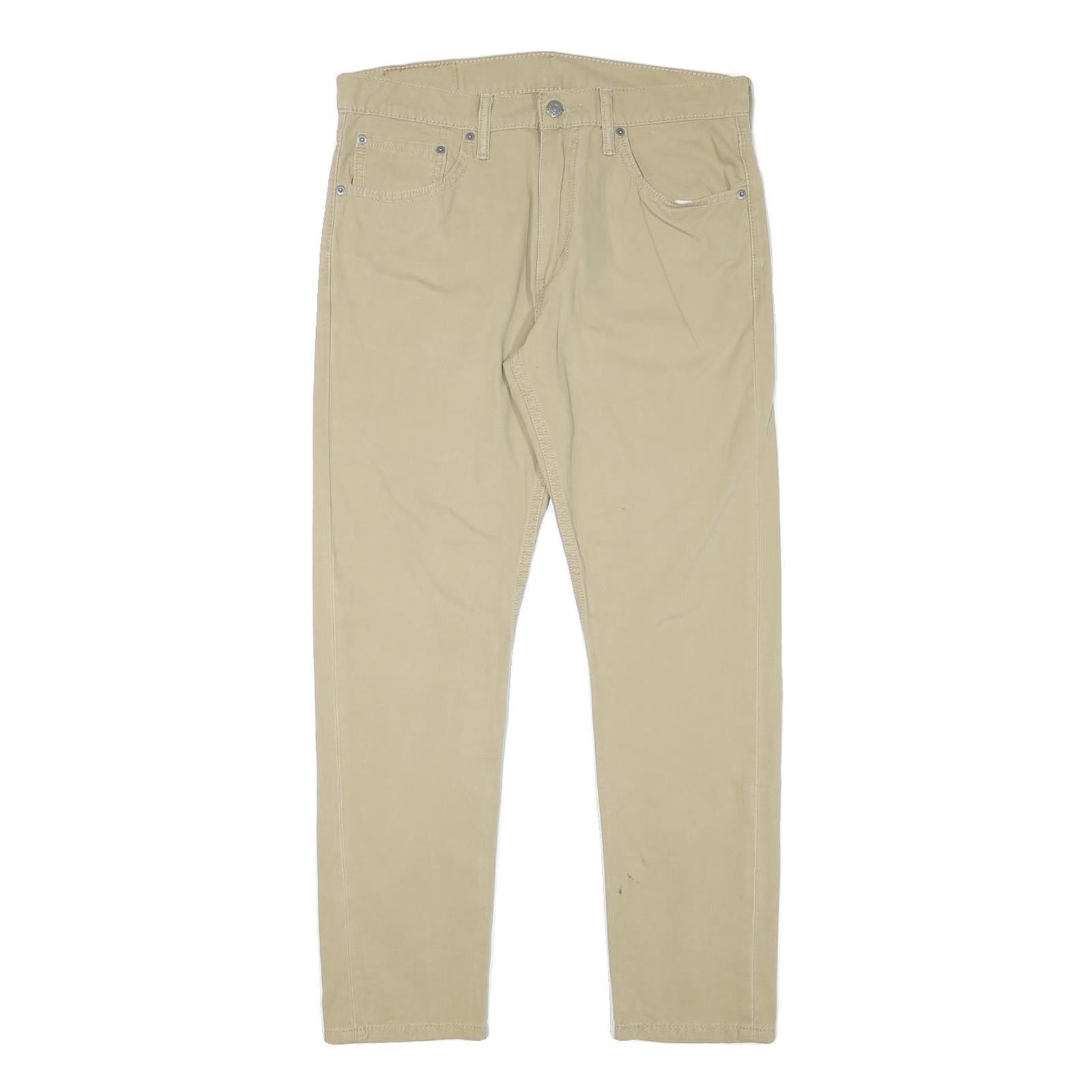 LEVI'S Mens Slim Beige Cotton Blend Zip Trousers W33 L28 Casual Classic