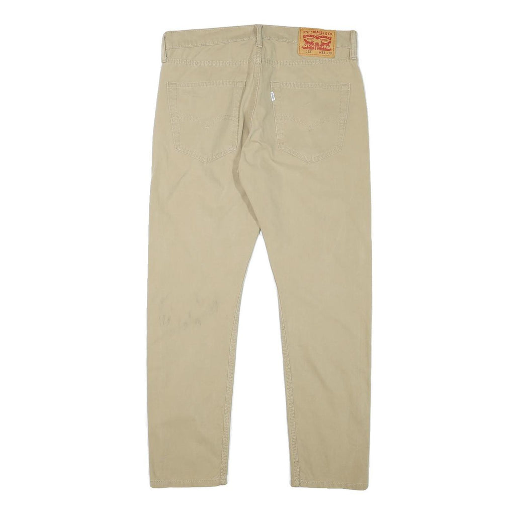 LEVI'S Mens Slim Beige Cotton Blend Zip Trousers W33 L28 Casual Classic