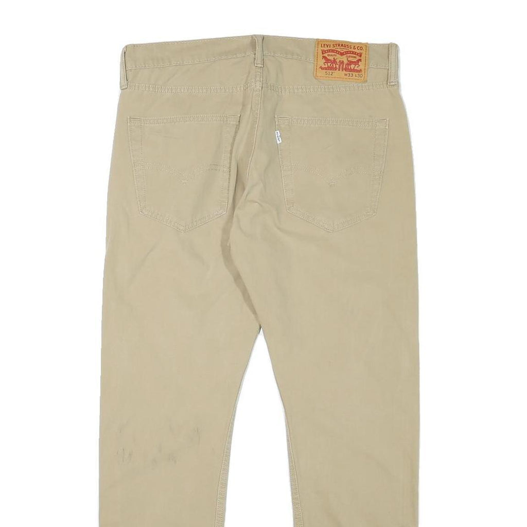 LEVI'S Mens Slim Beige Cotton Blend Zip Trousers W33 L28 Casual Classic