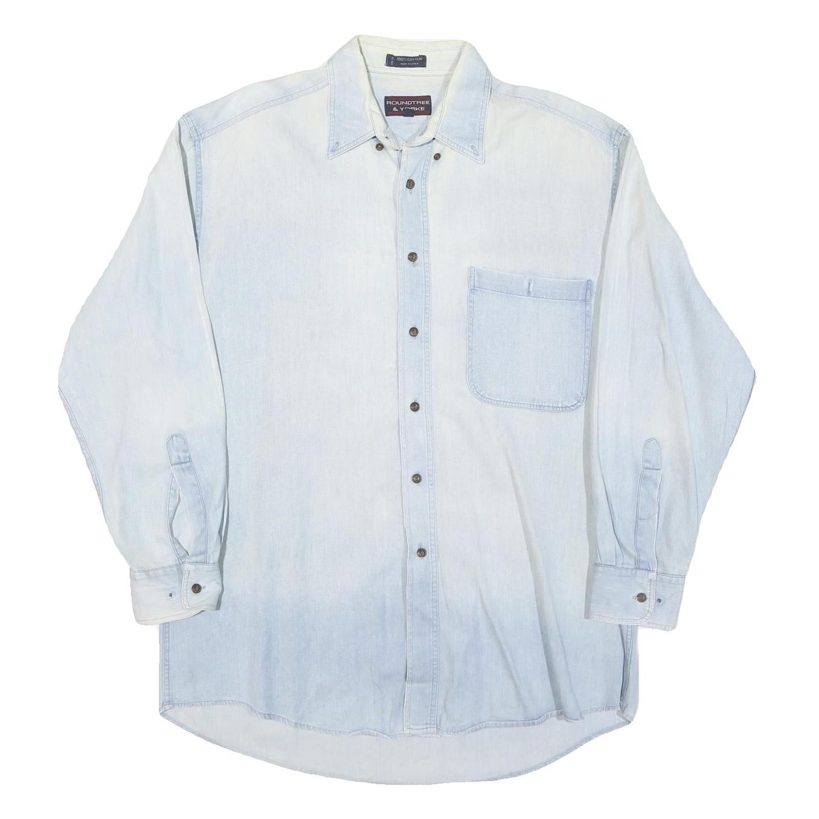 ROUNDTREE AND YORKE Mens Light Blue Shirt Cotton Blend XL Casual Button Down