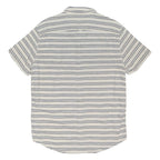 TOMMY HILFIGER Mens White & Blue Striped Shirt L Cotton Blend Button Down Casual