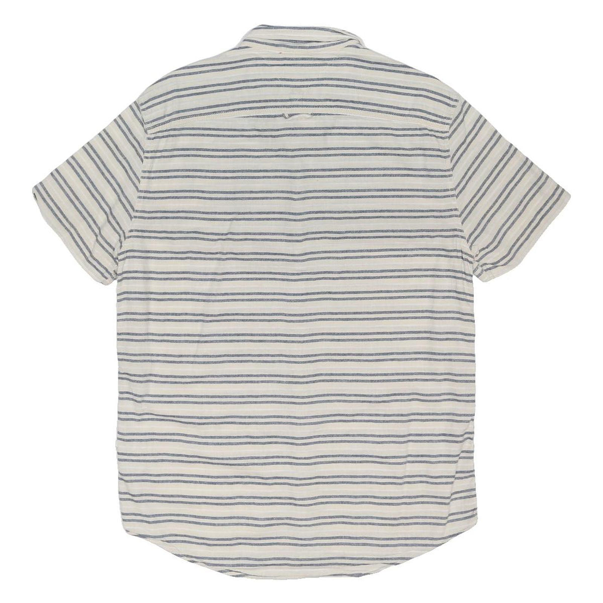 TOMMY HILFIGER Mens White & Blue Striped Shirt L Cotton Blend Button Down Casual
