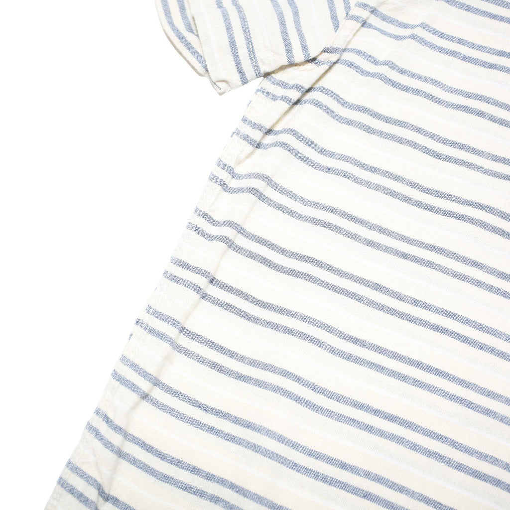 TOMMY HILFIGER Mens White & Blue Striped Shirt L Cotton Blend Button Down Casual