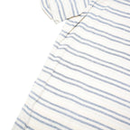 TOMMY HILFIGER Mens White & Blue Striped Shirt L Cotton Blend Button Down Casual