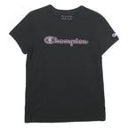 CHAMPION Womens Black T-Shirt XS Short Sleeve Crew Neck Cotton Casual Graphic