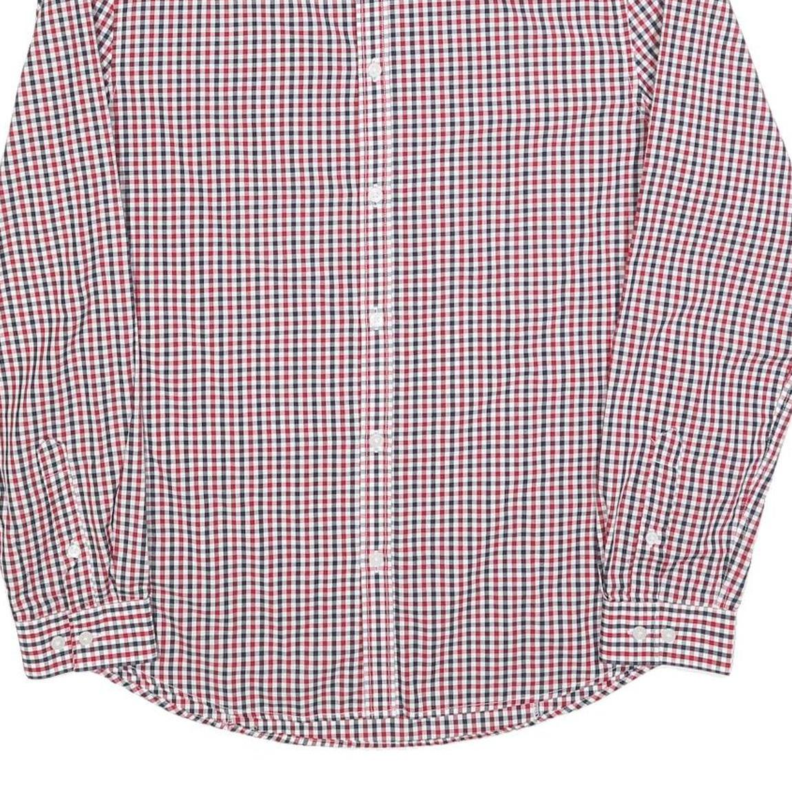 H&M Mens Red & Blue Check Shirt M Cotton Blend Casual Long Sleeve Button Collar