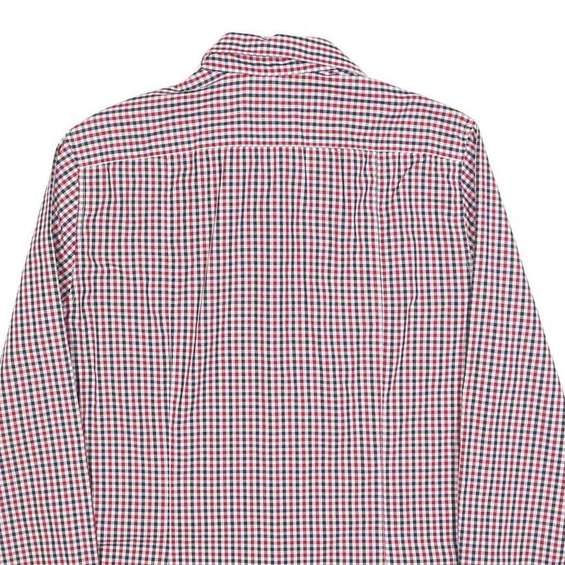 H&M Mens Red & Blue Check Shirt M Cotton Blend Casual Long Sleeve Button Collar