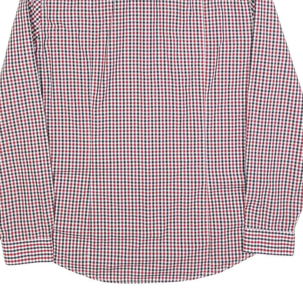 H&M Mens Red & Blue Check Shirt M Cotton Blend Casual Long Sleeve Button Collar