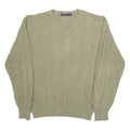 NAUTICA Mens Jumper Green Diamond V-Neck Tight Knit L