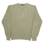 NAUTICA Mens Jumper Green Diamond V-Neck Tight Knit L