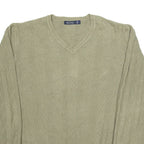 NAUTICA Mens Jumper Green Diamond V-Neck Tight Knit L