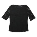 T.M. LEWIN Womens Black Lace Top 3/4 Sleeve Round Neck UK 12 Elegant Detail