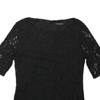 T.M. LEWIN Womens Black Lace Top 3/4 Sleeve Round Neck UK 12 Elegant Detail