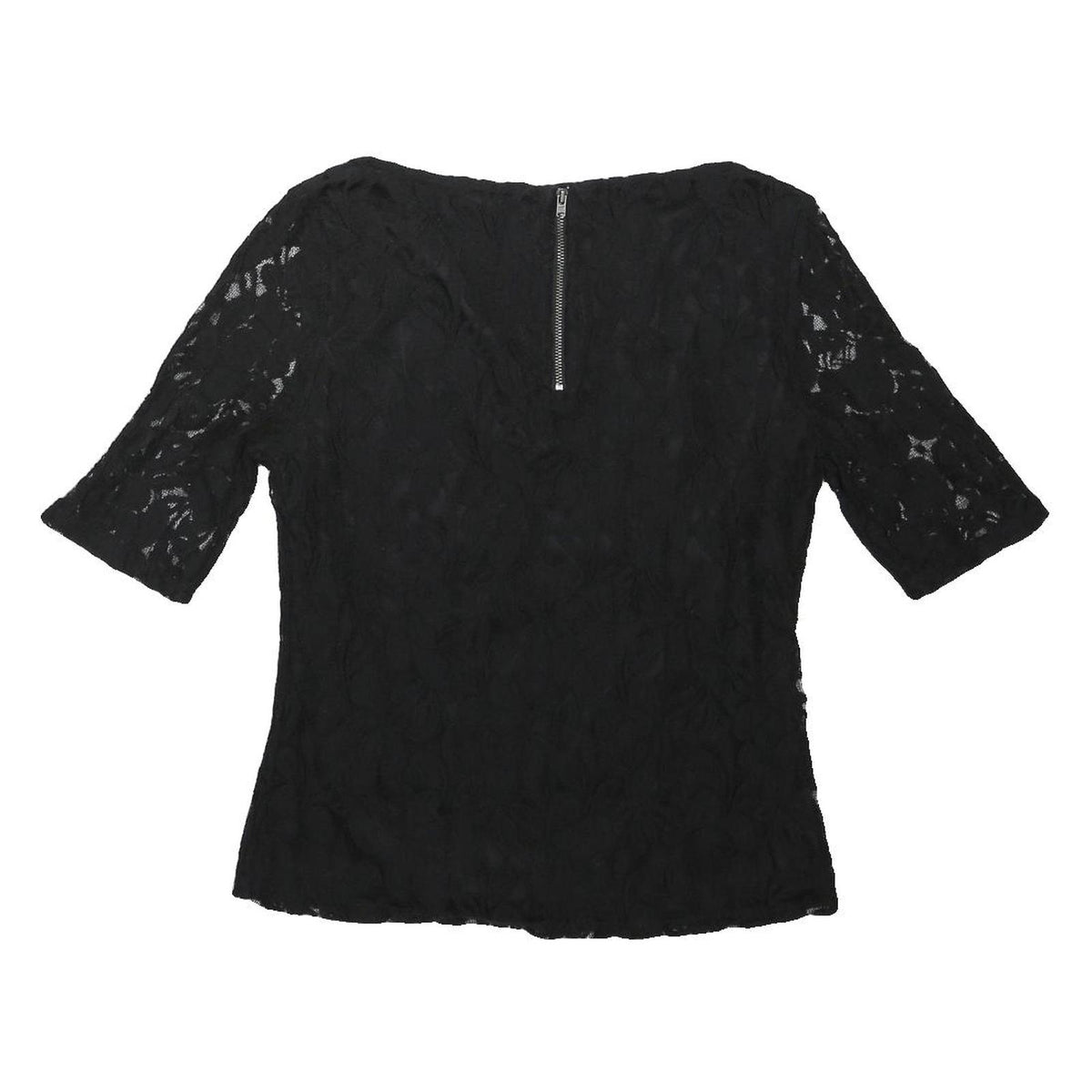 T.M. LEWIN Womens Black Lace Top 3/4 Sleeve Round Neck UK 12 Elegant Detail