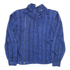 NICOLA Womens Blue Printed Blouse Long Sleeve High Neck M Elegant Casual