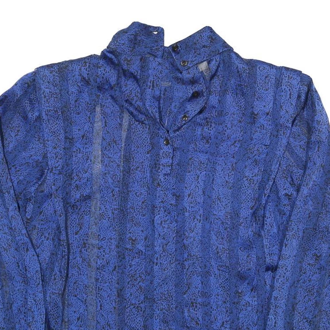 NICOLA Womens Blue Printed Blouse Long Sleeve High Neck M Elegant Casual