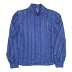 NICOLA Womens Blue Printed Blouse Long Sleeve High Neck M Elegant Casual