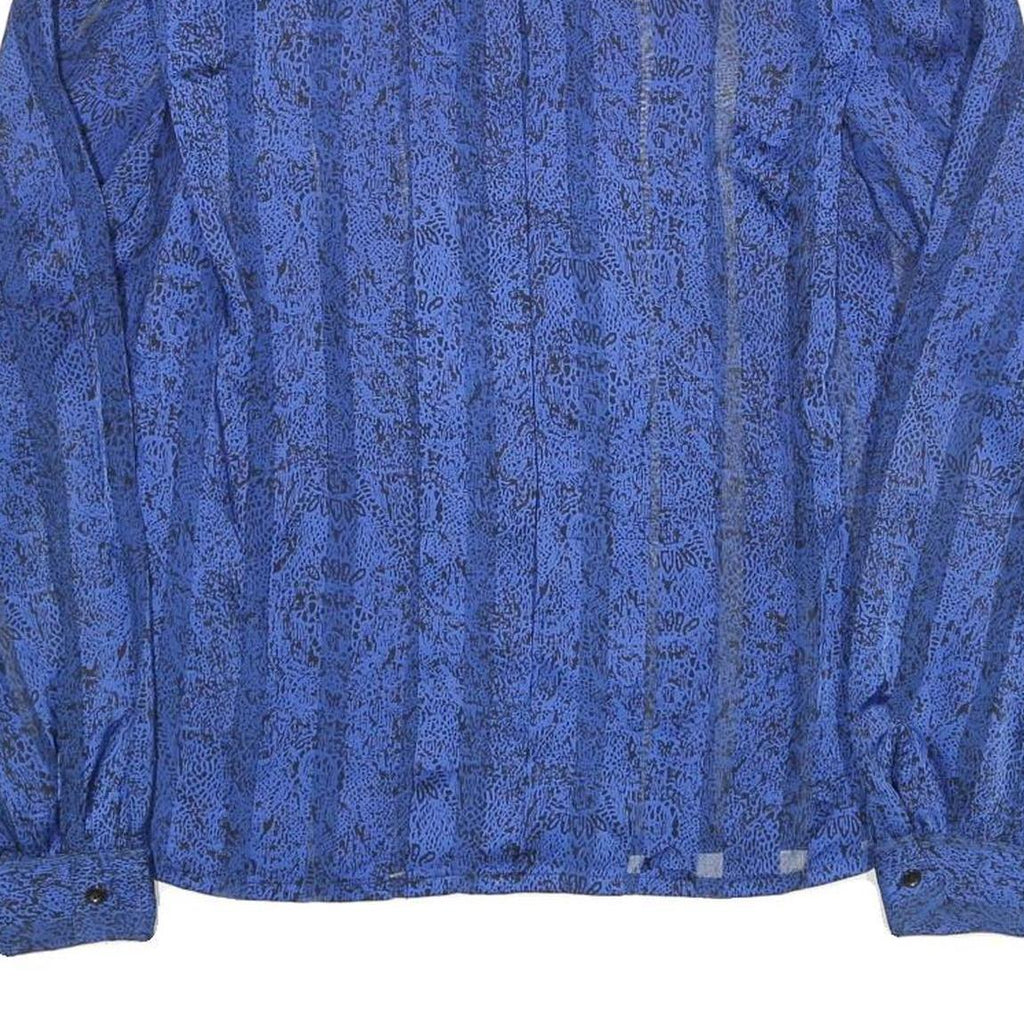 NICOLA Womens Blue Printed Blouse Long Sleeve High Neck M Elegant Casual