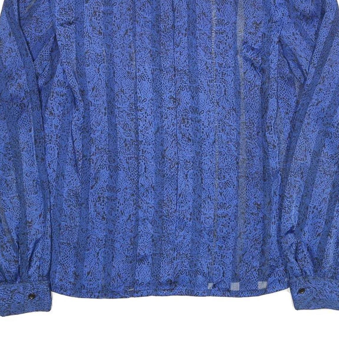 NICOLA Womens Blue Printed Blouse Long Sleeve High Neck M Elegant Casual