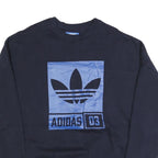 ADIDAS Mens Black Crew Neck M Sweatshirt Logo Print Cotton Blend Casual