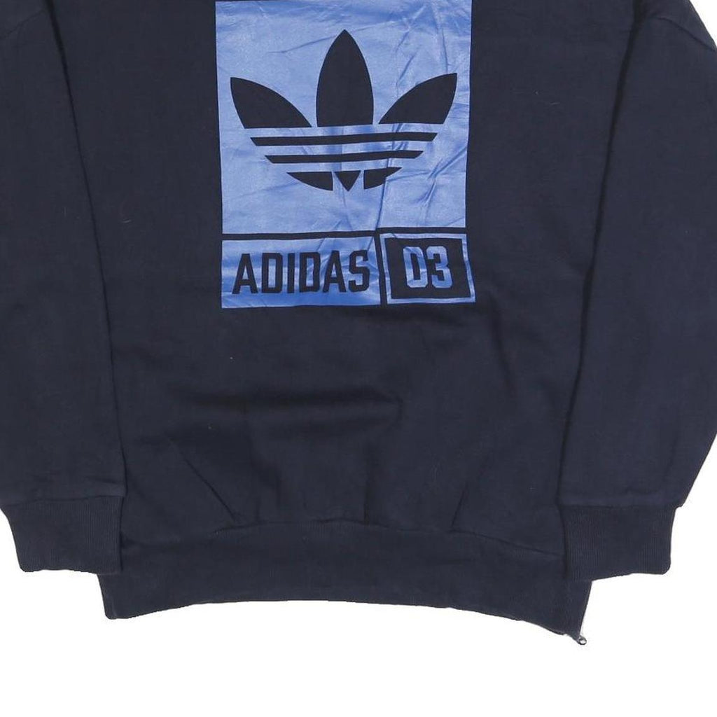 ADIDAS Mens Black Crew Neck M Sweatshirt Logo Print Cotton Blend Casual