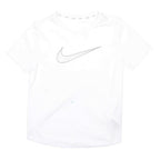 NIKE Boys White Short Sleeve Crew Neck Logo T-Shirt L Polyester Blend