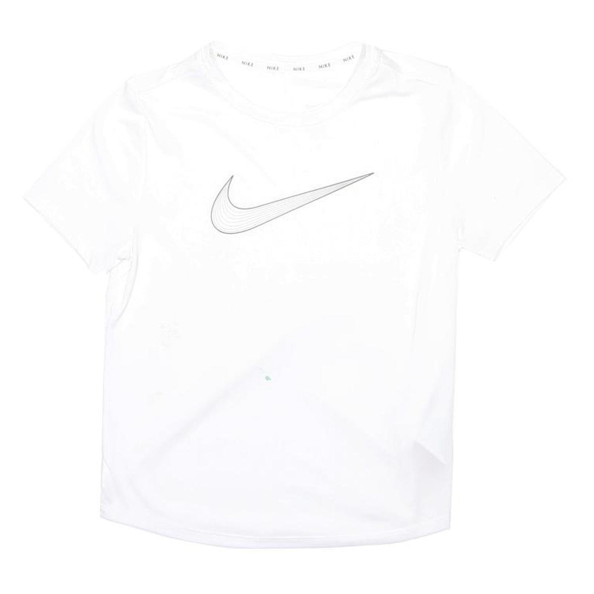 NIKE Boys White Short Sleeve Crew Neck Logo T-Shirt L Polyester Blend