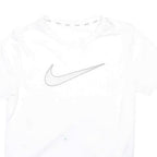 NIKE Boys White Short Sleeve Crew Neck Logo T-Shirt L Polyester Blend