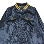 PLA-JACK Mens Navy Blue & Yellow Baseball Champion Satin Button Jacket XL