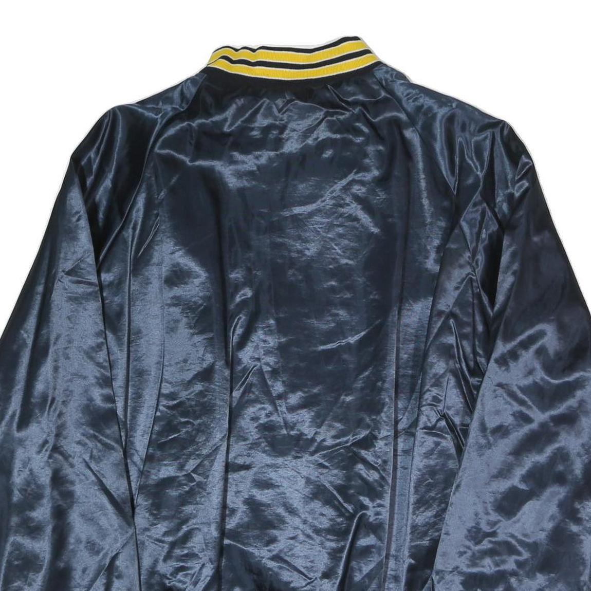 PLA-JACK Mens Navy Blue & Yellow Baseball Champion Satin Button Jacket XL