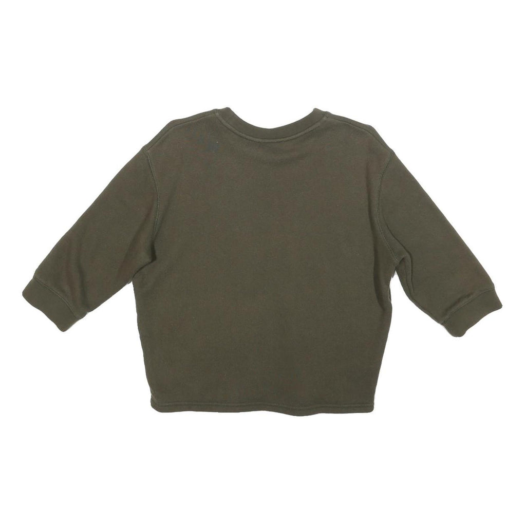 SANDRO Womens Green Crew Neck S Bobcat Graphic Cotton Blend Sweatshirt