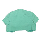 Womens Blue Polyester Blend Short Sleeve Crop Jacket XXS Jacquard Pattern