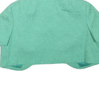 Womens Blue Polyester Blend Short Sleeve Crop Jacket XXS Jacquard Pattern