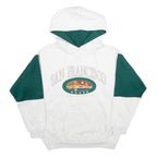 Mens White & Green San Francisco Graphic Pullover Hoodie M Cotton Blend Casual