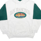 Mens White & Green San Francisco Graphic Pullover Hoodie M Cotton Blend Casual