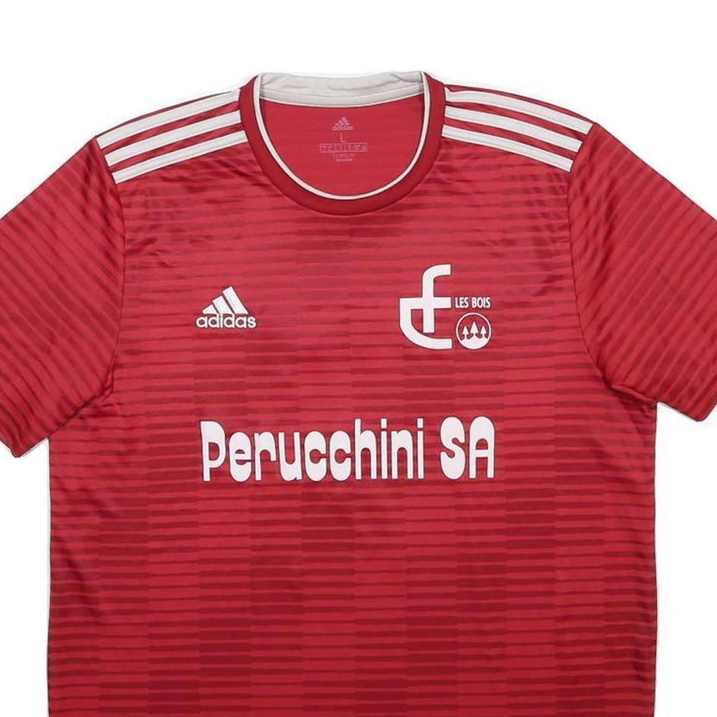 ADIDAS Les Bois Mens Red Graphic T-Shirt L Short Sleeve Crew Neck Performance