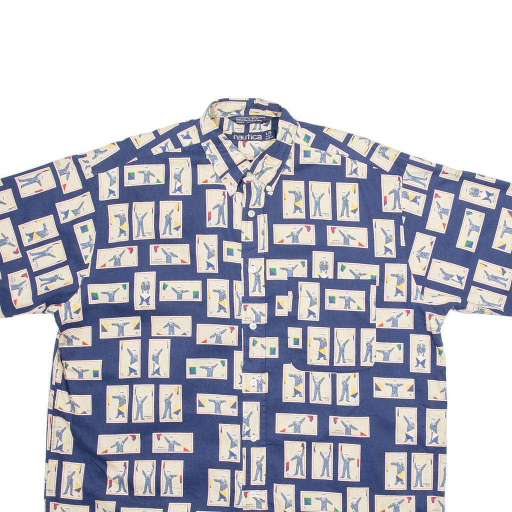 NAUTICA Mens Shirt Blue Crazy Pattern XL