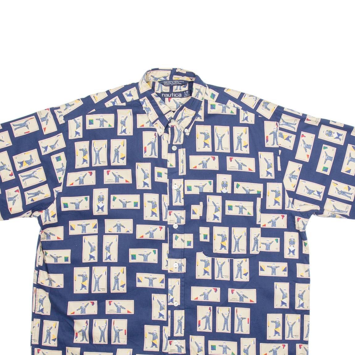 NAUTICA Mens Shirt Blue Crazy Pattern XL
