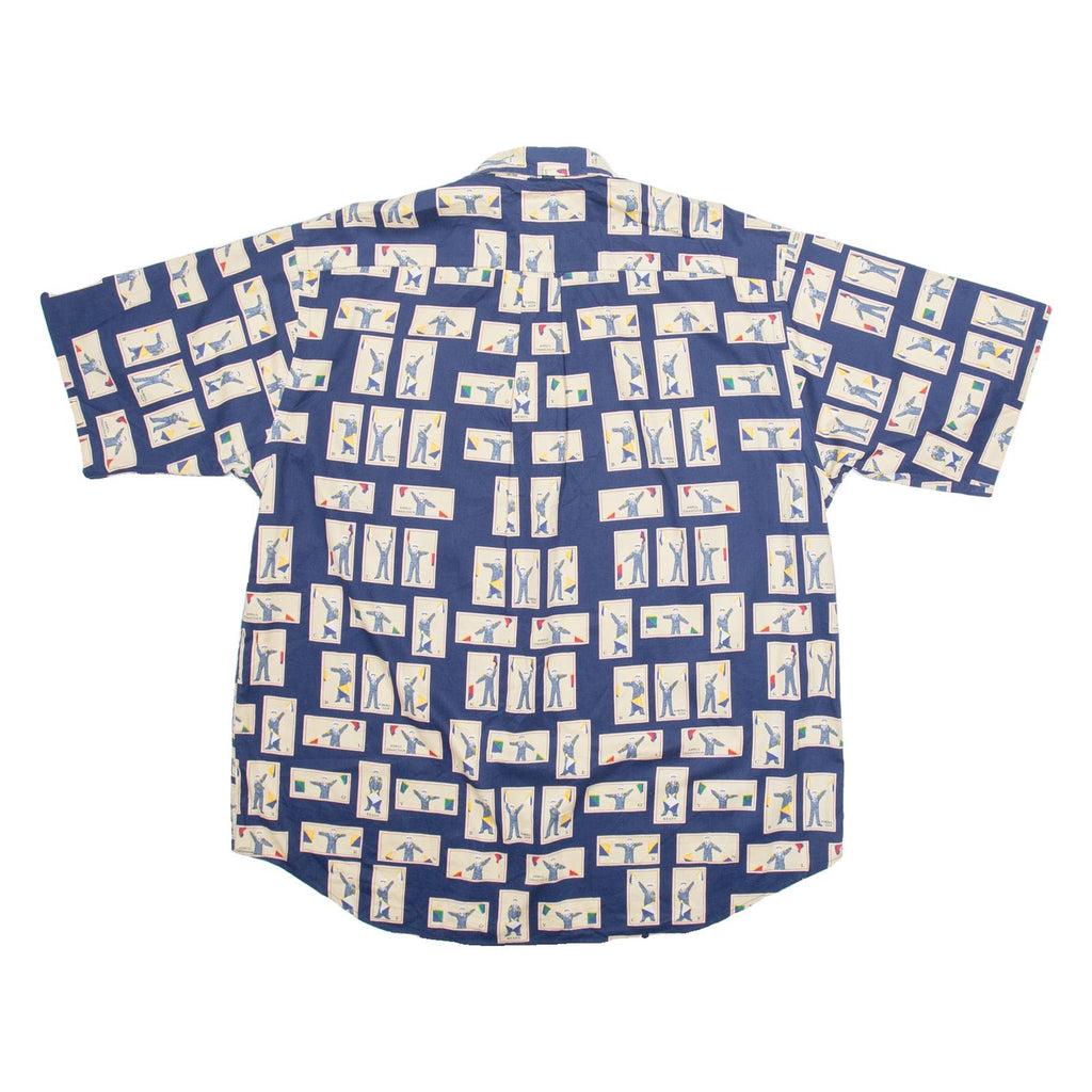 NAUTICA Mens Shirt Blue Crazy Pattern XL