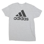 ADIDAS Mens Grey Black Logo Graphic T-Shirt L Short Sleeve Crew Neck Casual