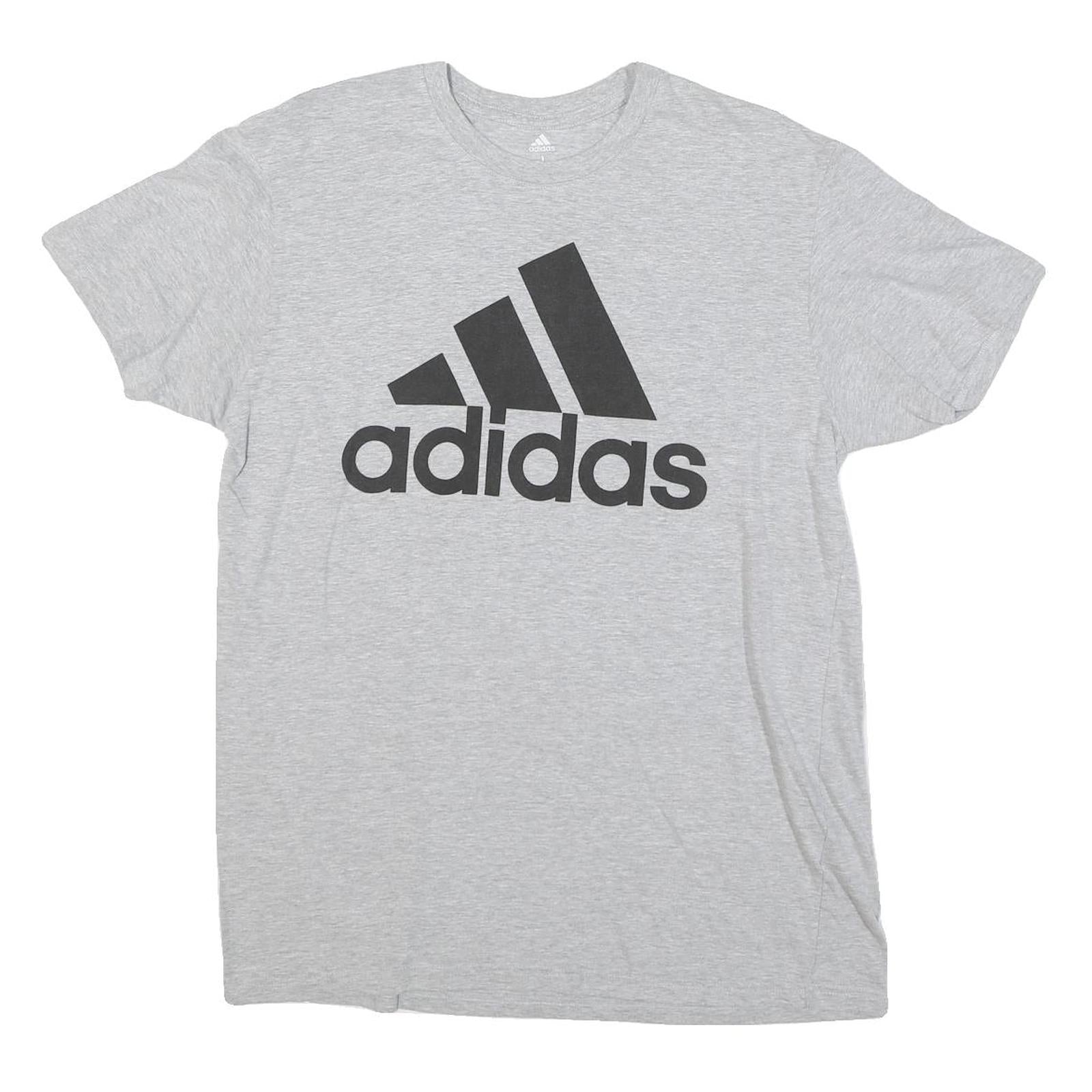 ADIDAS Mens Grey Black Logo Graphic T-Shirt L Short Sleeve Crew Neck Casual