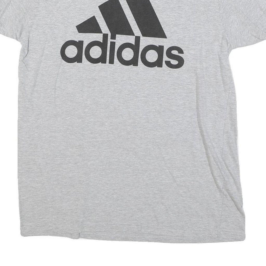 ADIDAS Mens Grey Black Logo Graphic T-Shirt L Short Sleeve Crew Neck Casual
