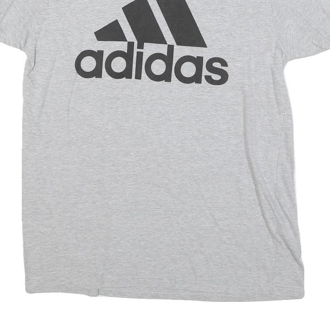ADIDAS Mens Grey Black Logo Graphic T-Shirt L Short Sleeve Crew Neck Casual